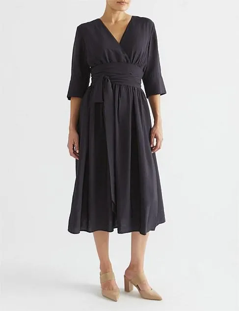 HALF SLEEVE MOCK WRAP DRESS