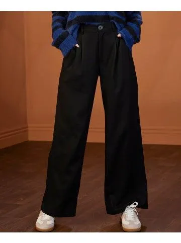 Women's Linen Blend Tailored Pants in Black