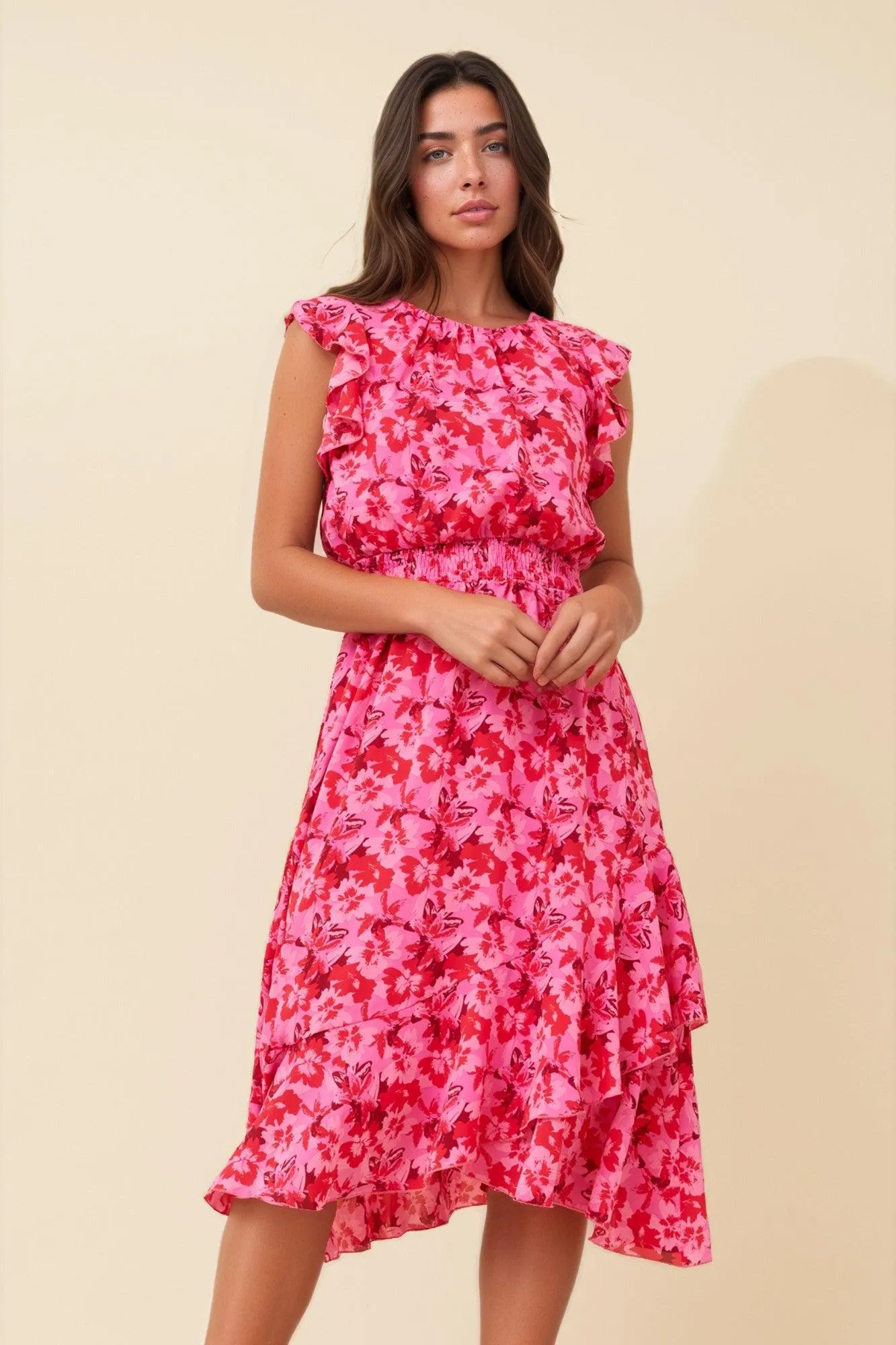 LOLA FLORAL MIDI DRESS
