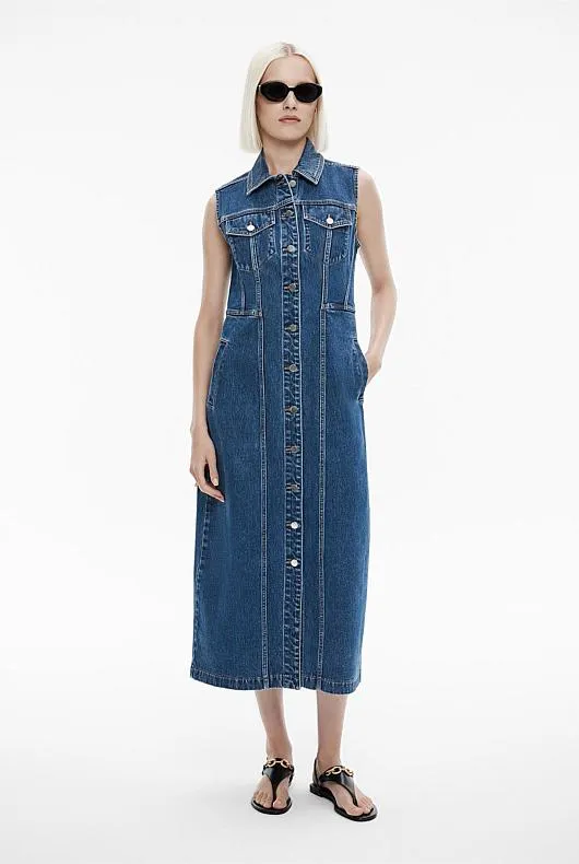 Denim Sleeveless Longline Dress