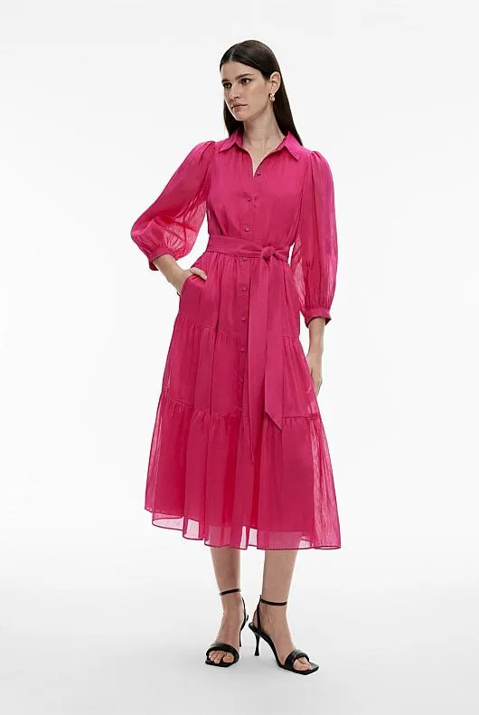 Silk Linen Midi Dress