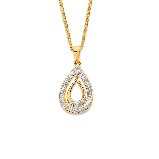 9ct, Diamond Double Oval Pendant