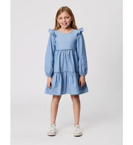 Kissed By Radicool Ruffle Chambray Dress