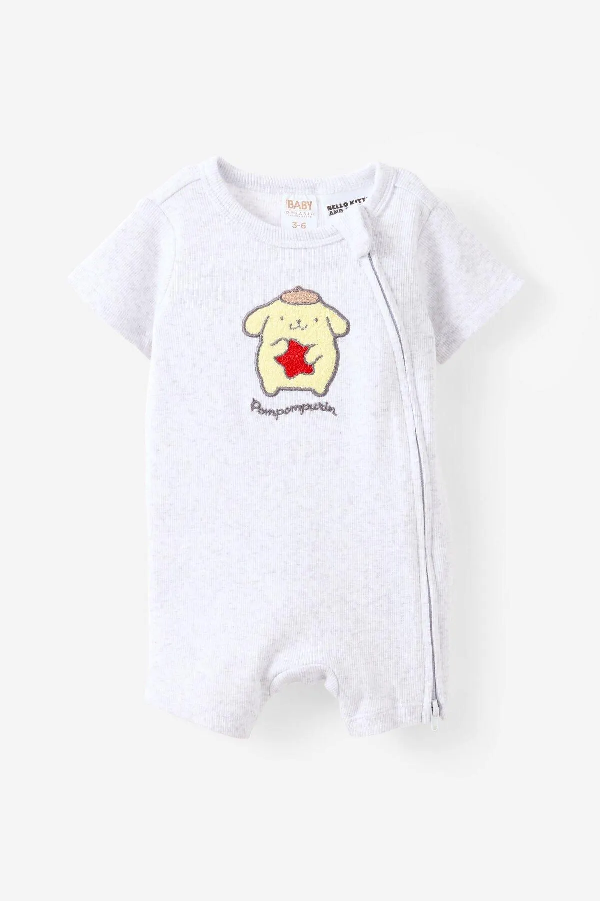 Sanrio Pompompurin Short Sleeve Zip Romper