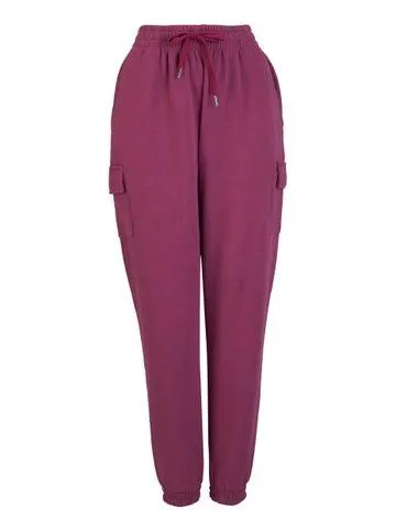 Women's Peached Cargo Trackpant in Dark Rose