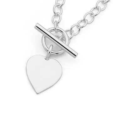 Sterling Silver 45cm Heart Fob Necklet