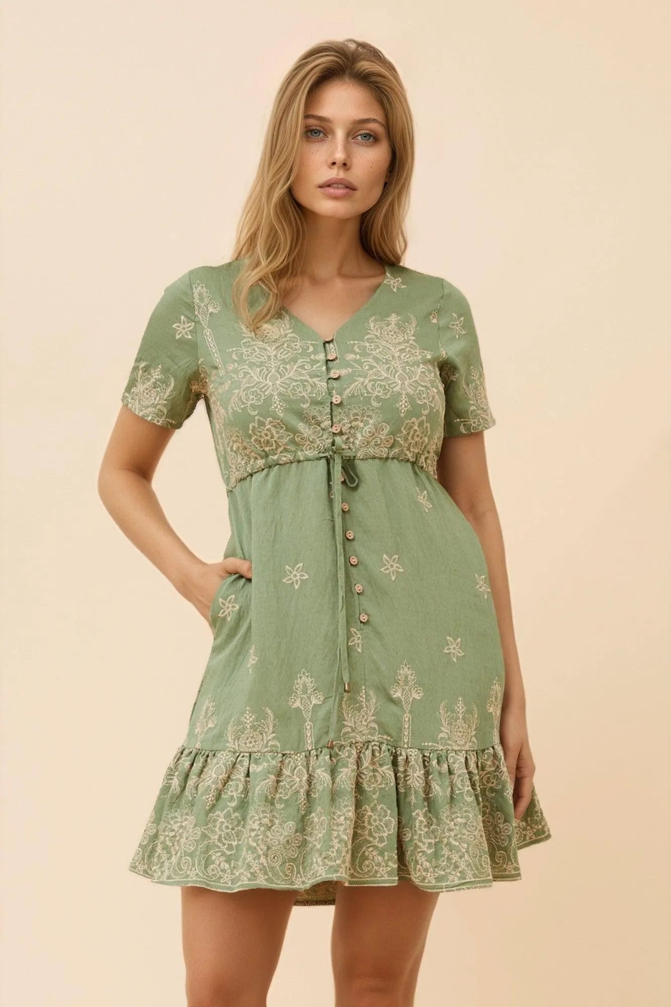 JAEL EMBROIDERED SHORT DRESS