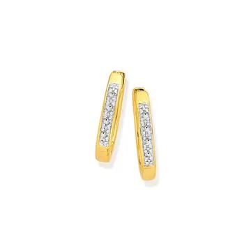 9ct Gold Diamond Pave Huggie Earrings