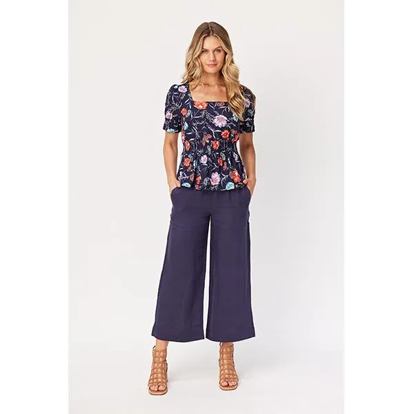 Jaynie Linen Pants Navy