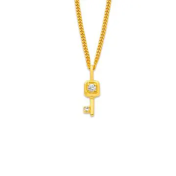 9ct Gold, Diamond Mini Key Pendant