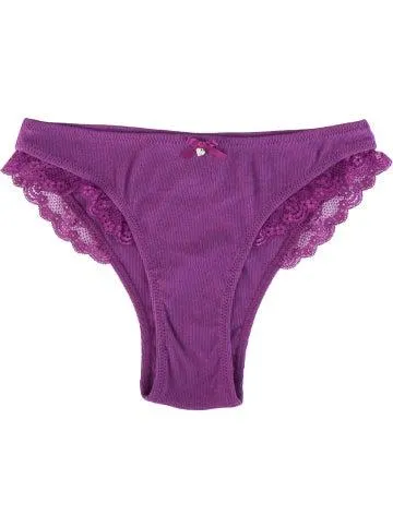 Women's Rib Lace Side Brief in Grape Purple