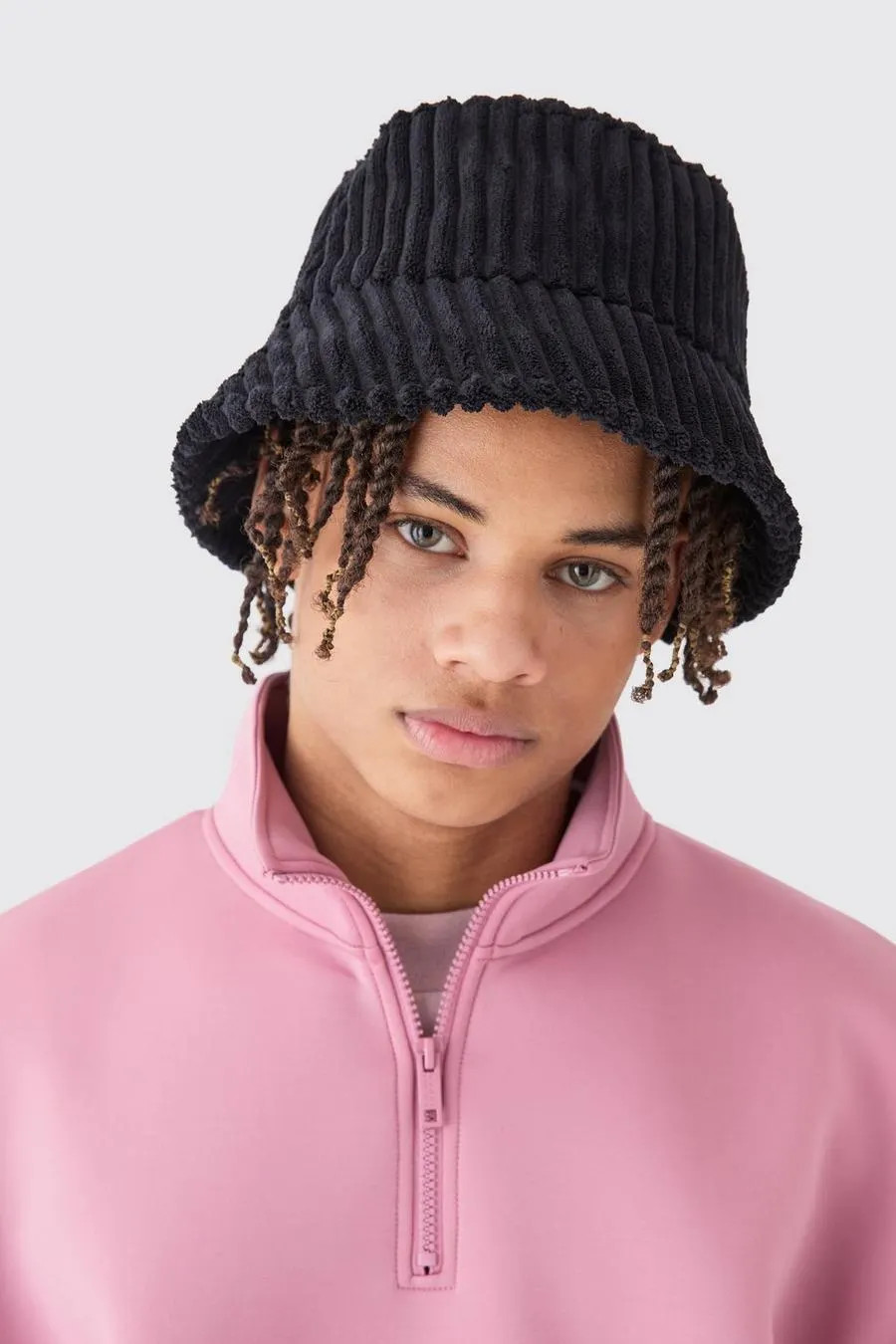 Chunky Cord Bucket Hat In Black