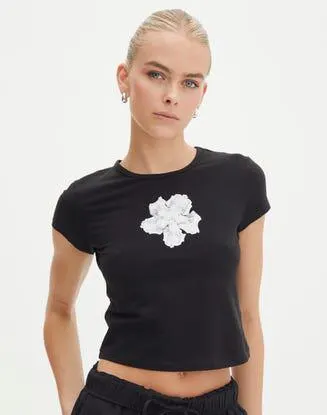 Printed Crew Neck Baby Tee