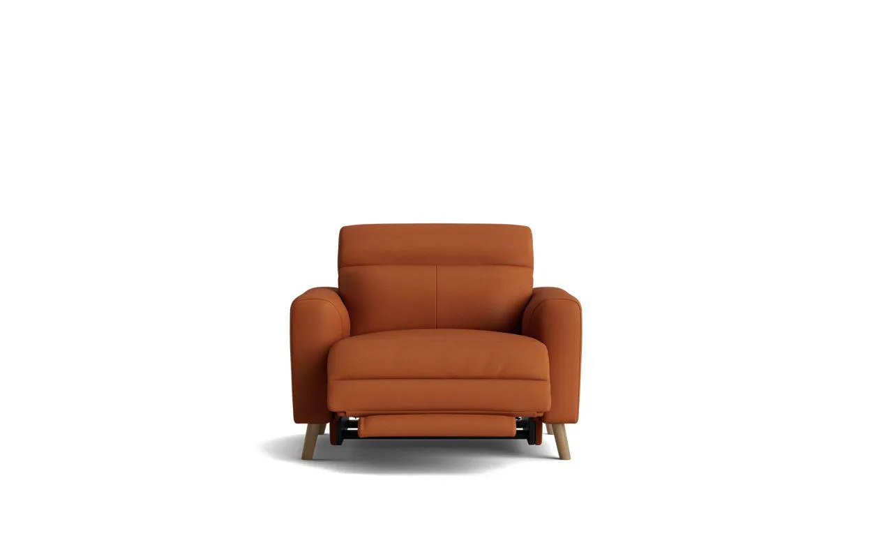 Antigua electric recliner with electric headrest in performance m leather ochre