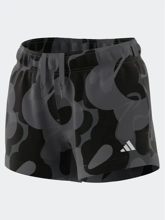 Adidas Girls Essential Aeroready Printed Shorts Black/Carbon/Grey Six