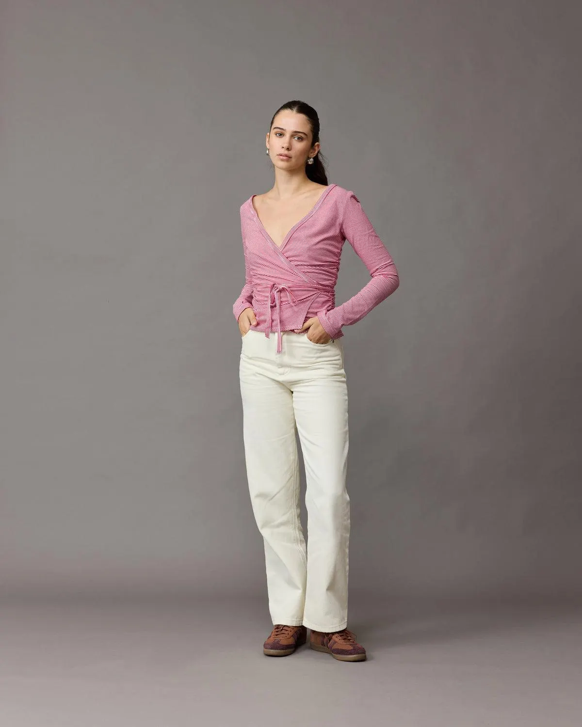 Rosette wrap long sleeve