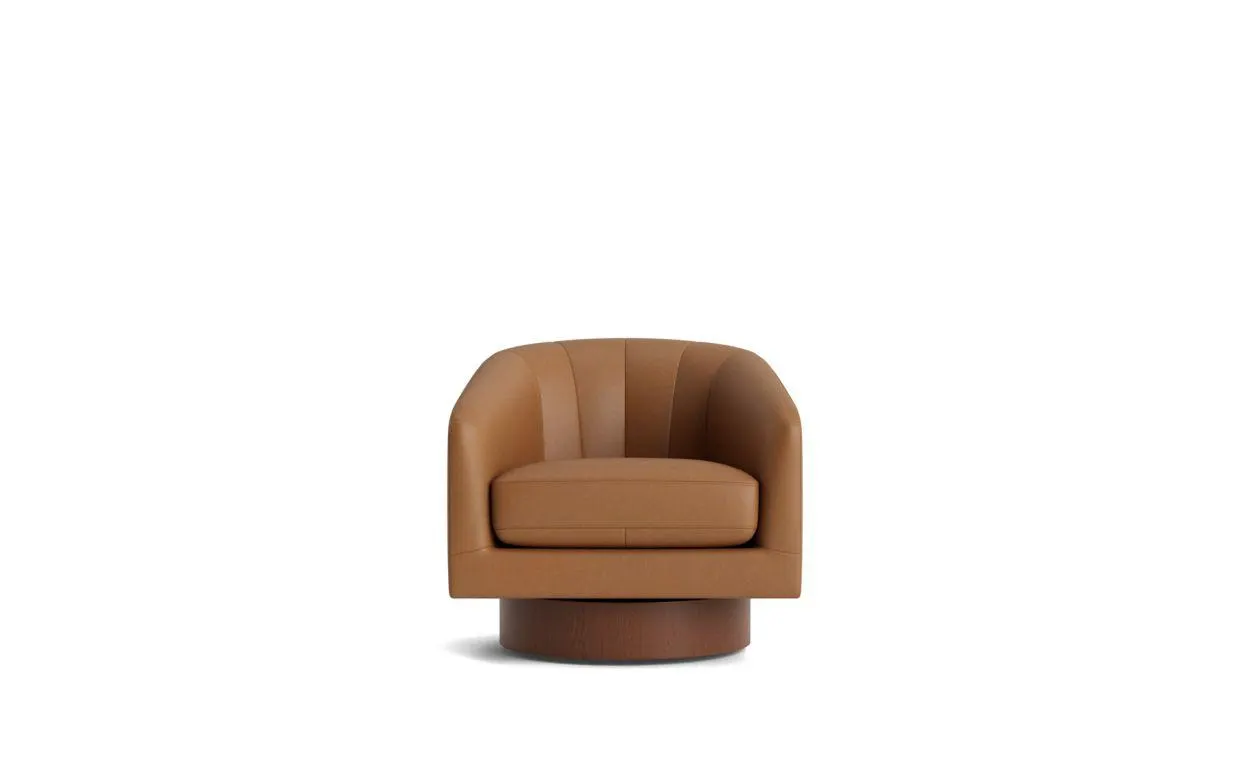 Tank swivel armchair in vintage leather cigar