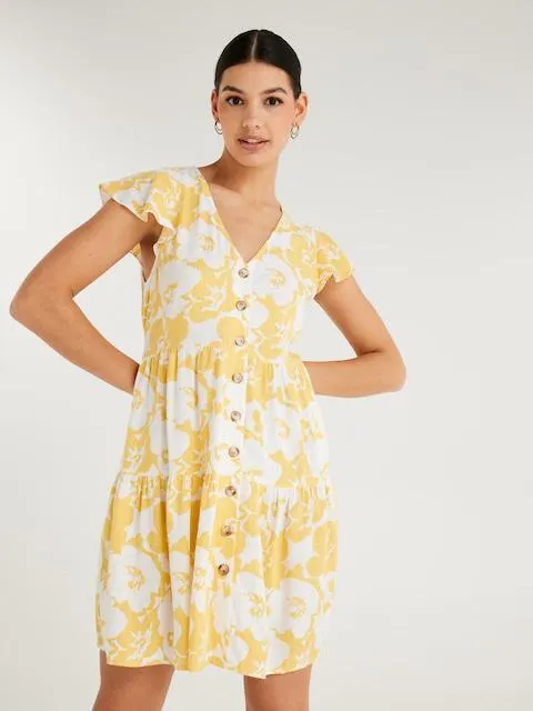 Dahlia Button Through Frill Dress