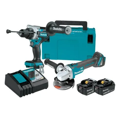 Makita LXT Cordless Hammer Drill & Angle Grinder Brushless 18v 5Ah