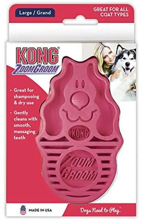Kong Zoom Groom Dog Pink Raspberry Large