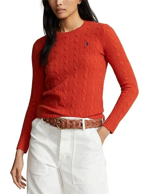 CABLE WOOL-CASHMERE CREWNECK SWEATER