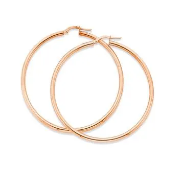 9ct Rose Gold, 2.5x50mm Polished Hoop Earrings