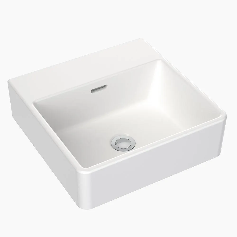 Square Wall Basin 400mm No Tap Hole White CL40007.W0