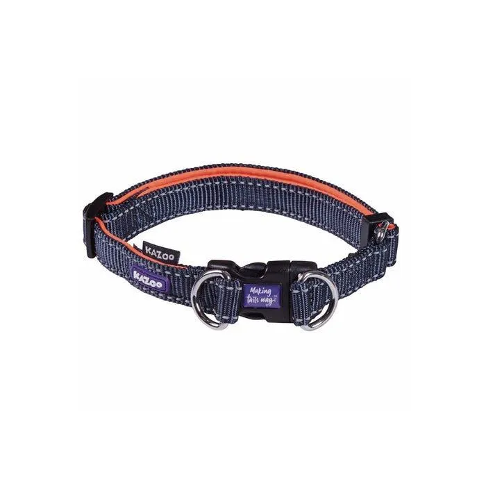 Kazoo Active Adjustable Nylon Dog Collar Large Slate/orange