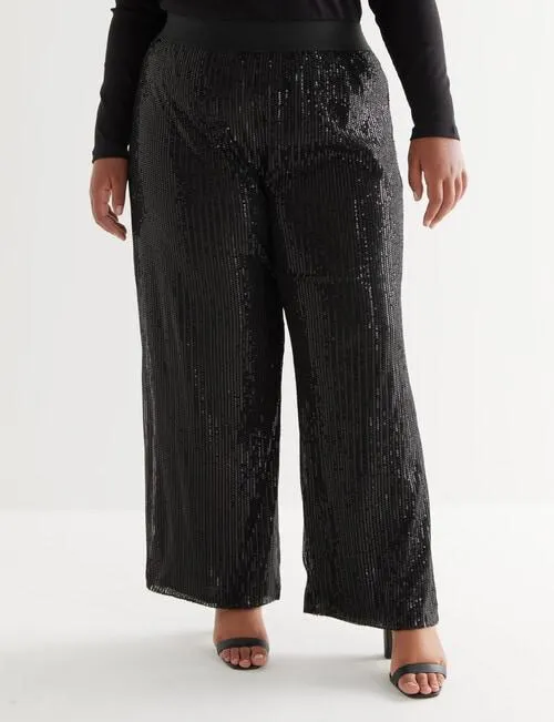 Studio Curve Sequins Pant, Black