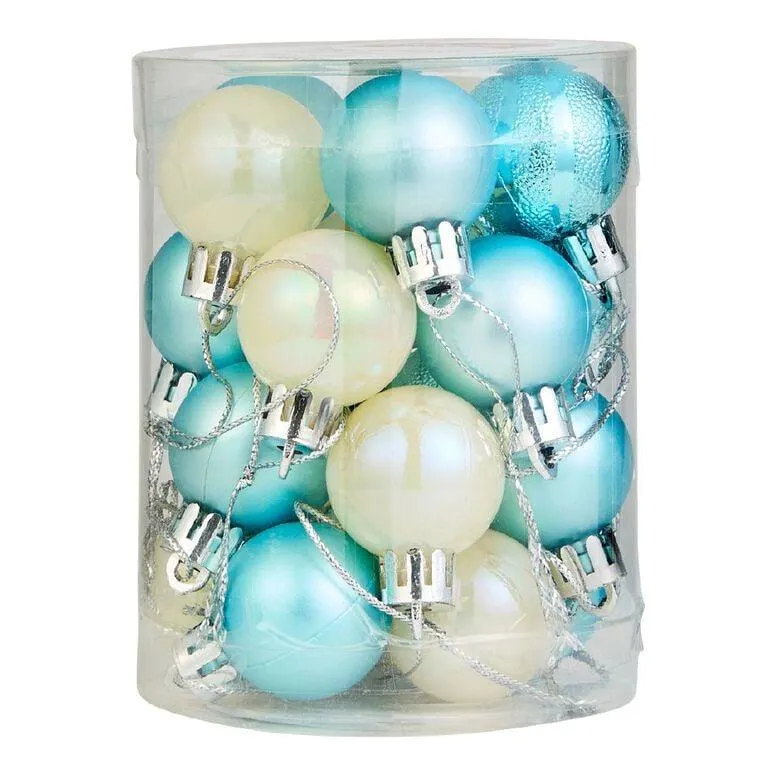 Wonderland Christmas Baubles 3cm Ice Blue/Iridescent 20 Pack