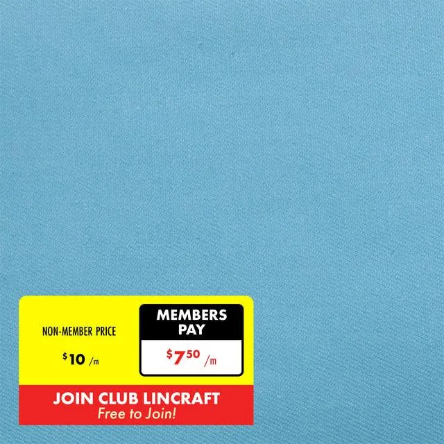 Cotton Chino Drill Fabric, Aqua- Width 112cm