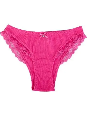 Women's Rib Lace Side Brief in Magenta Pink