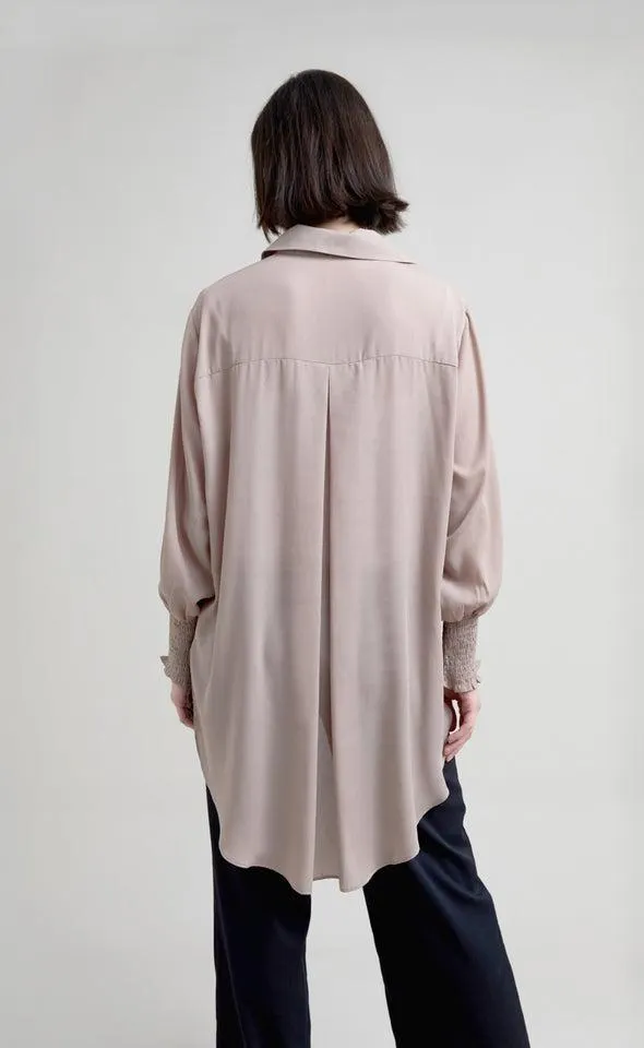 Shirred Sleeve Longline Shirt