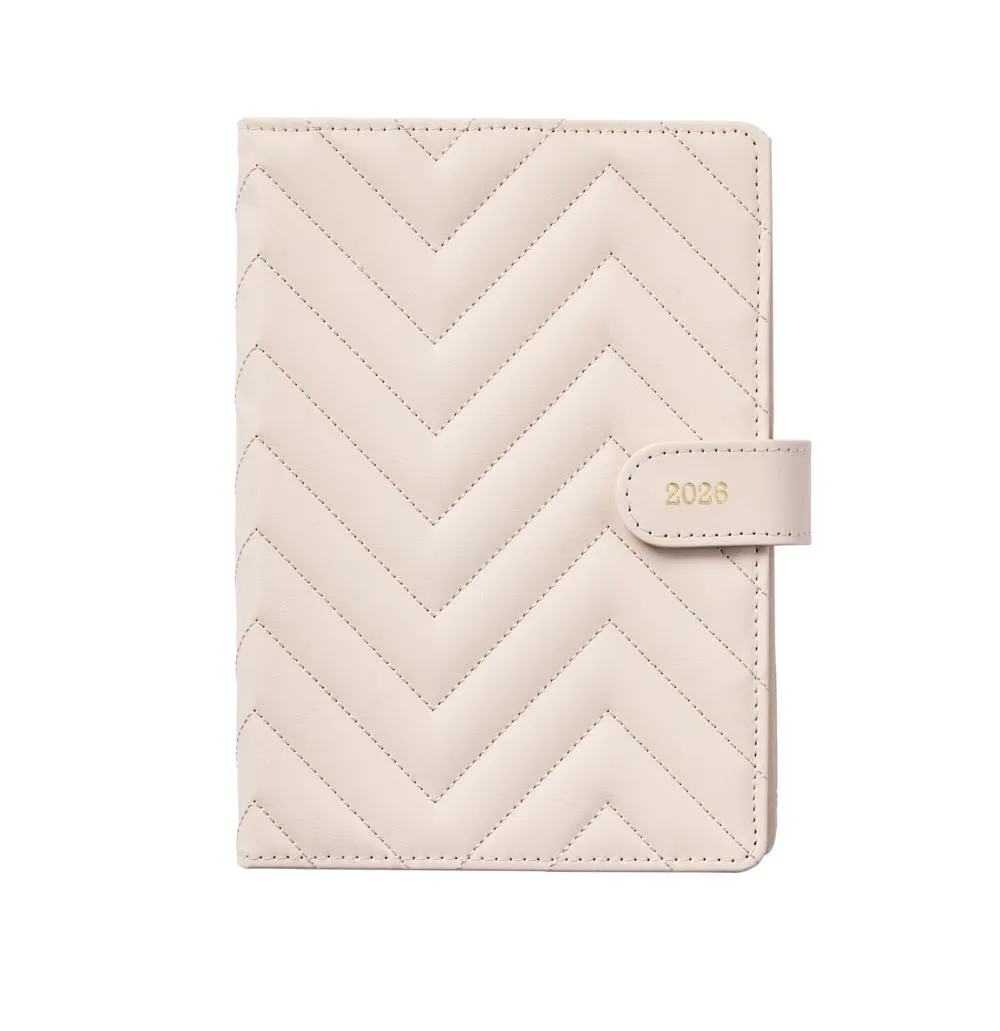 2026 A5 Day-per-Page Quilted Cream Diary