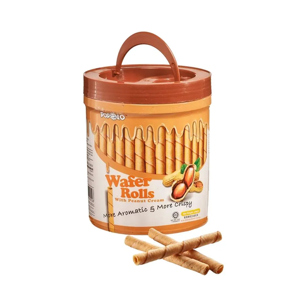 Popolo Wafer Rolls Peanut Can 400g