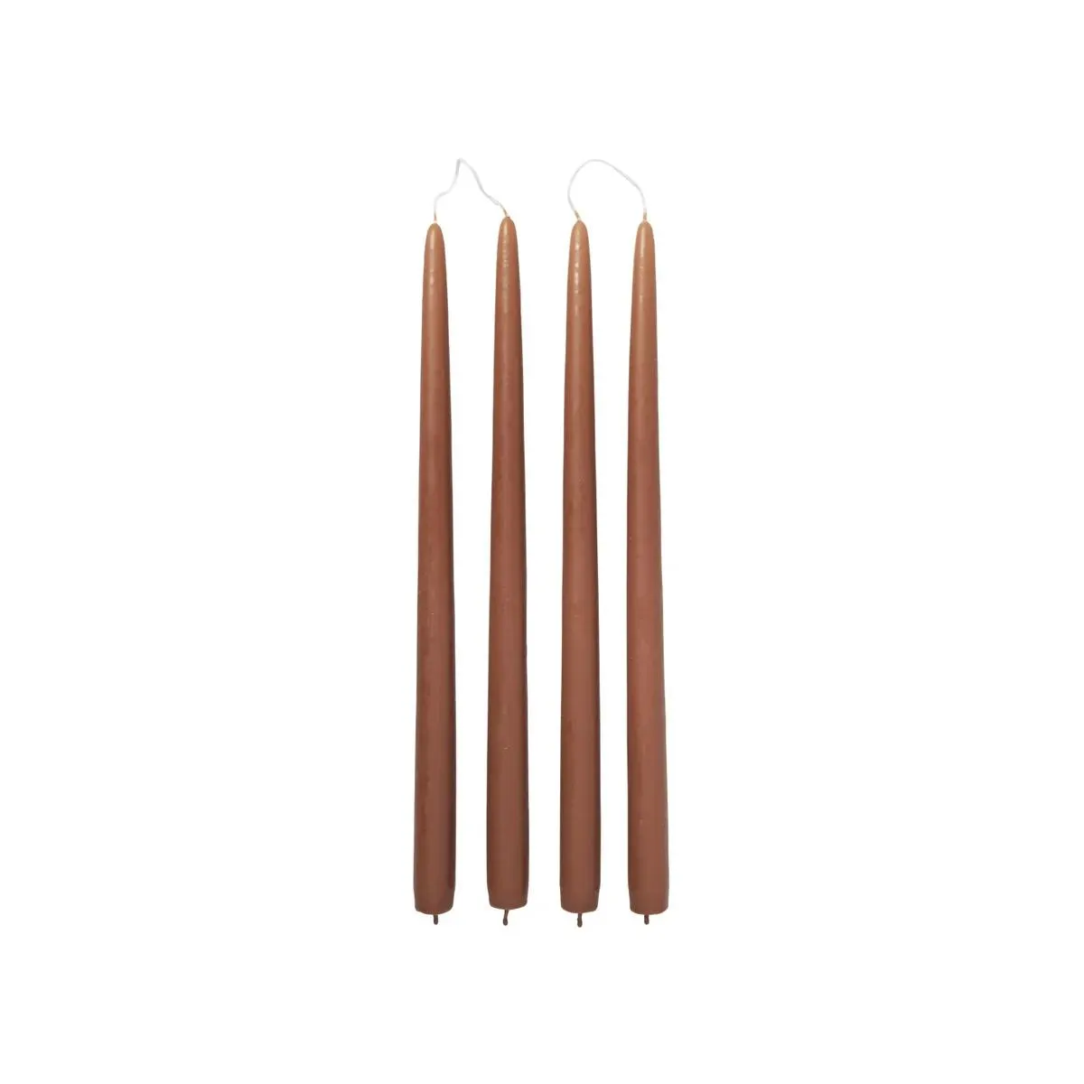 Broste set of 4 tall taper candles 38cm terracotta