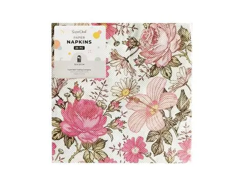 20pc Serviettes 33x33cm Flowers