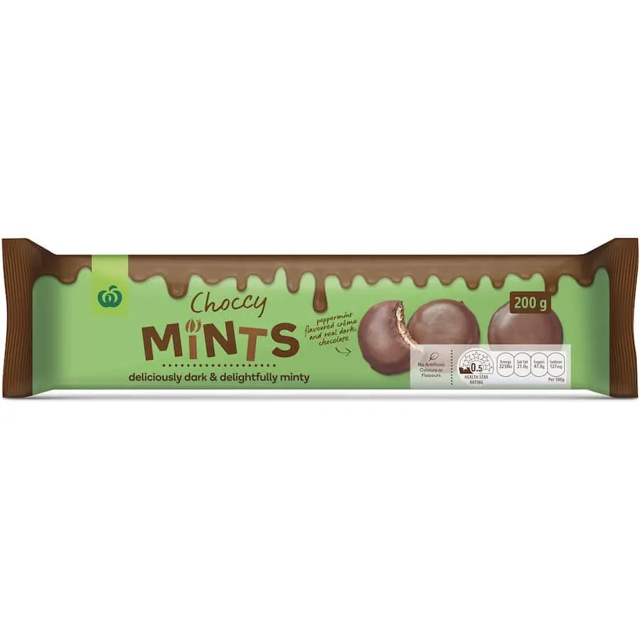 Woolworths Chocolate Biscuits Choccy Mints