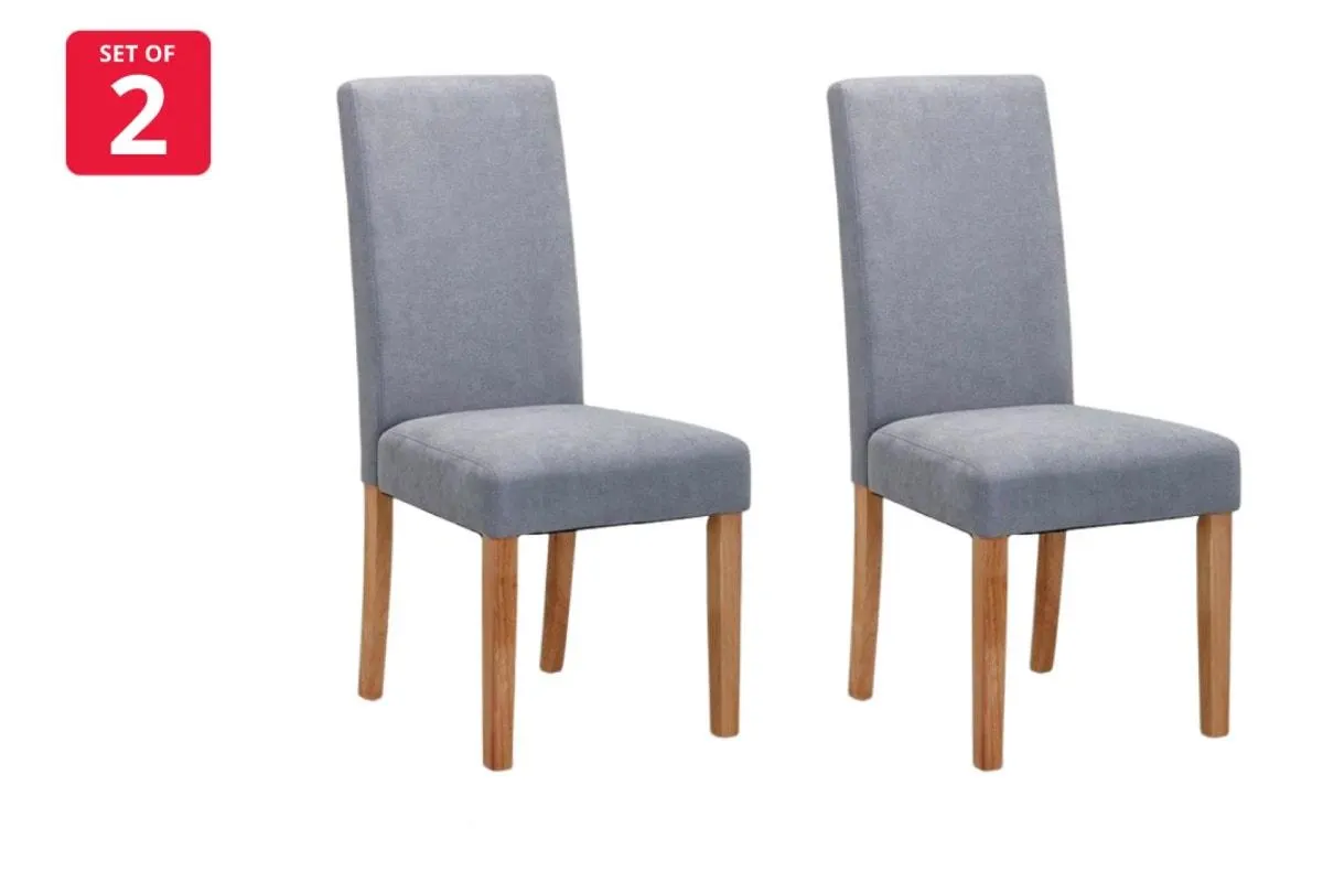 Set of 2 Ovela Kyran Fabric Dining Chairs (Ash Grey)