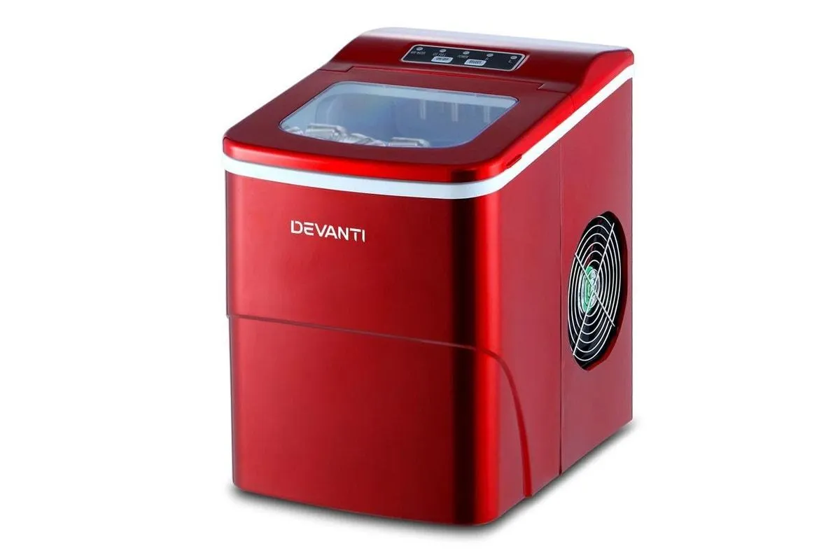 Devanti Portable Ice Cube Maker Machine 2l Home Bar Benchtop Easy Quick Red