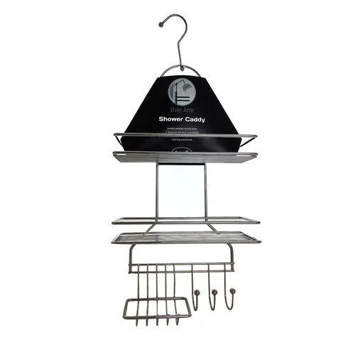 Barelli Chrome Bathroom Shower Caddy with Hooks