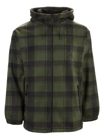 Men's Bonded Polar Fleece Jacket in Khaki Check