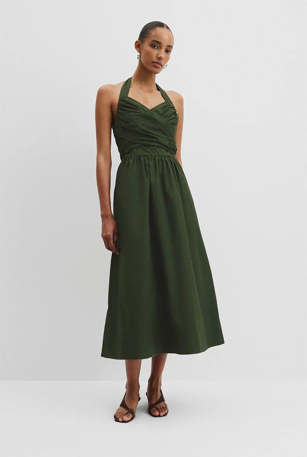 Organically Grown Cotton Halter Detail Midi Dress