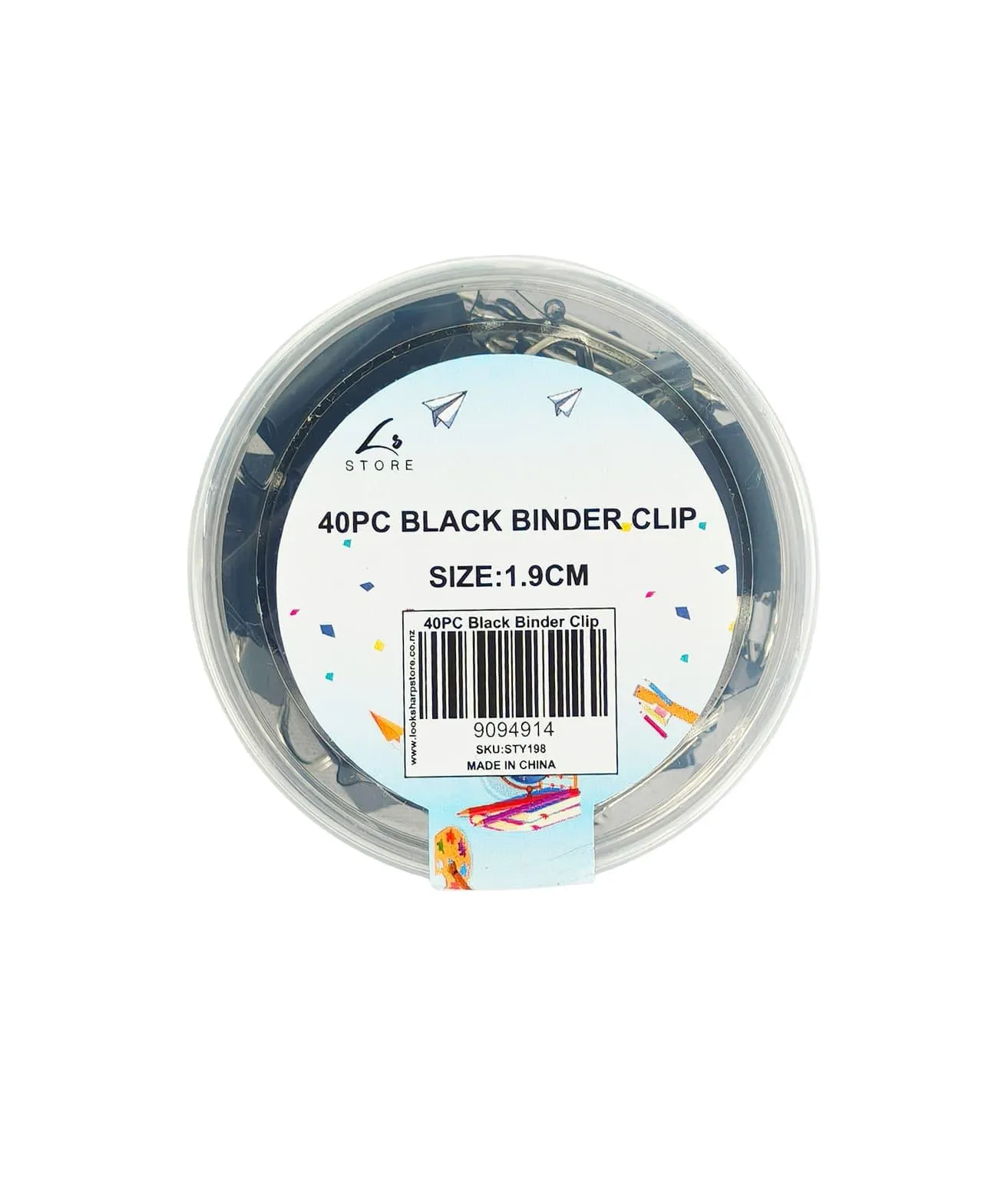 Black Binder Clip 40pc 1.9cm