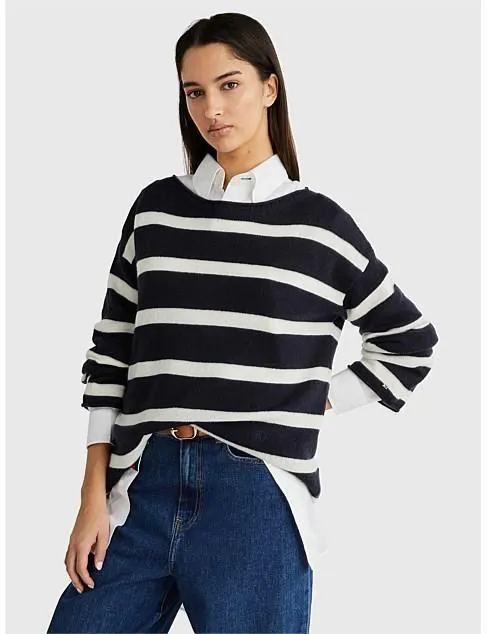 Soft Wool Boat-Neck Sweater