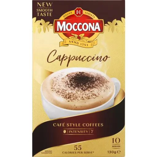 Moccona Café Classics Gluten Free Cappuccino Coffee Sachets 10 Pack