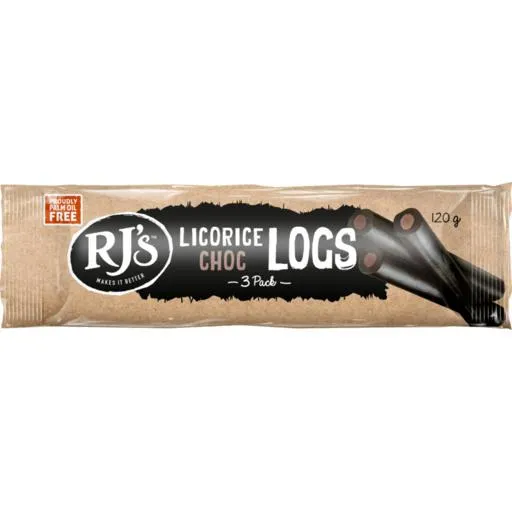 RJ's Licorice Chocolate Logs 120g