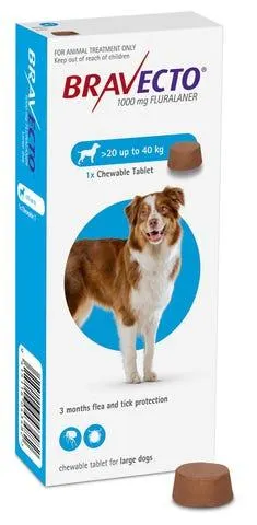 Bravecto Chewable Tablet Flea Treatment For Large Dogs 20 To 40kg - 1 Pack