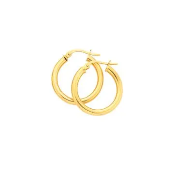 9ct, 15mm Polished Hoop Earrings