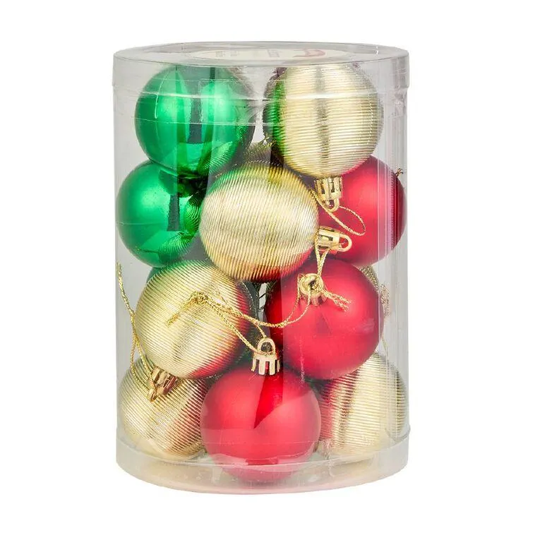 Wonderland Christmas Baubles 5cm 16 Pack Green/Red